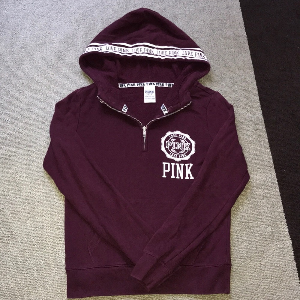 VICTORIA’S SECRET PINK - Maroon 3/4 Zip Hoodie